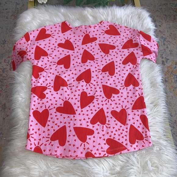 Hanna Andersson Girls Pink with Red Hearts Pajama Long Sleeves Top Sz 12 - Picture 2 of 10